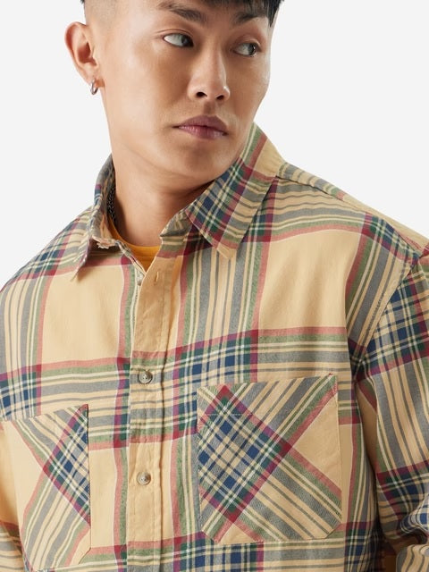 Plaid Muted Canvas Men Utility Shirts