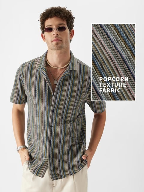Stripes Neon Palette Men Textured Shirts