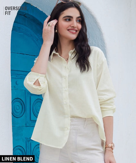 Cotton Linen Off White Women Boyfriend Shirts