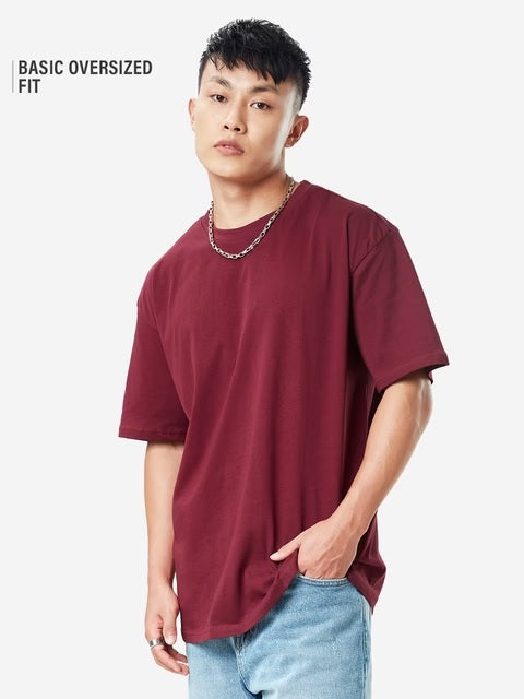 Dark Red Oversized T-Shirts