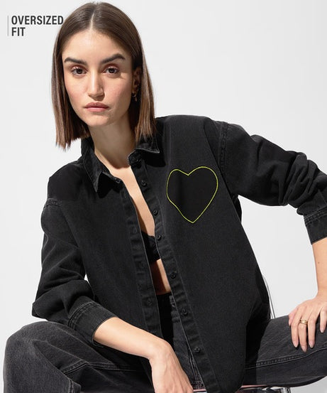 Denim Shacket  Charcoal Women Shackets
