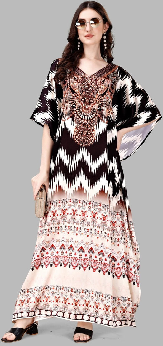 Women's Long V- Neck Batwing Sleeve Kaftan Dress