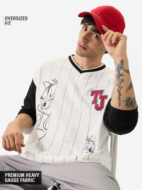 Tom & Jerry Striped Oversized Full Sleeve T-Shirts