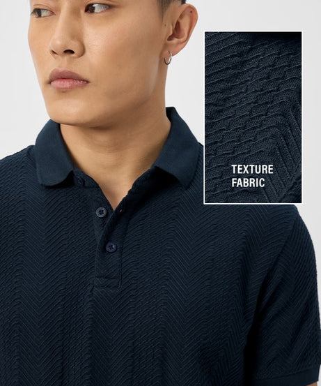 Textured Polo Navy Polos