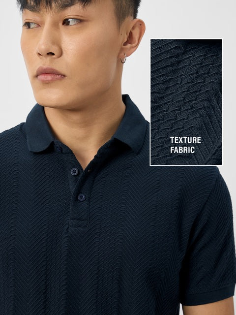 Textured Polo Navy Polos