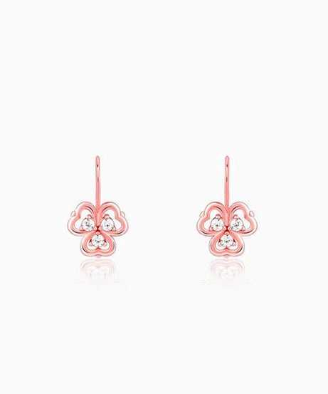 Rose Gold Three Leaf Clover Earrings