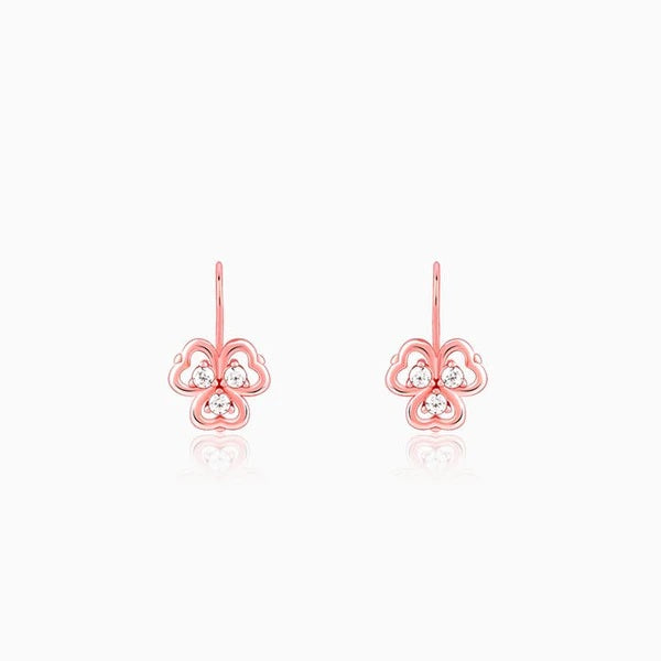 Rose Gold Three Leaf Clover Earrings