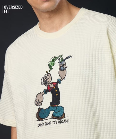 Textured  Popeye Don't Panic Oversized T-Shirts