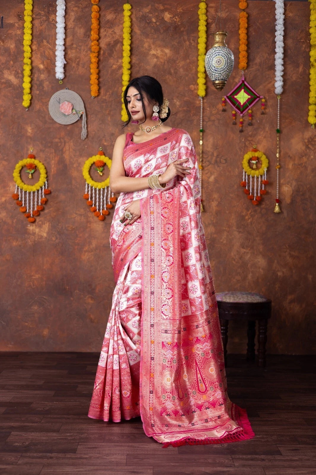 Premium Patola Silk Saree Wedding Traditional Wear Sari With Blouse