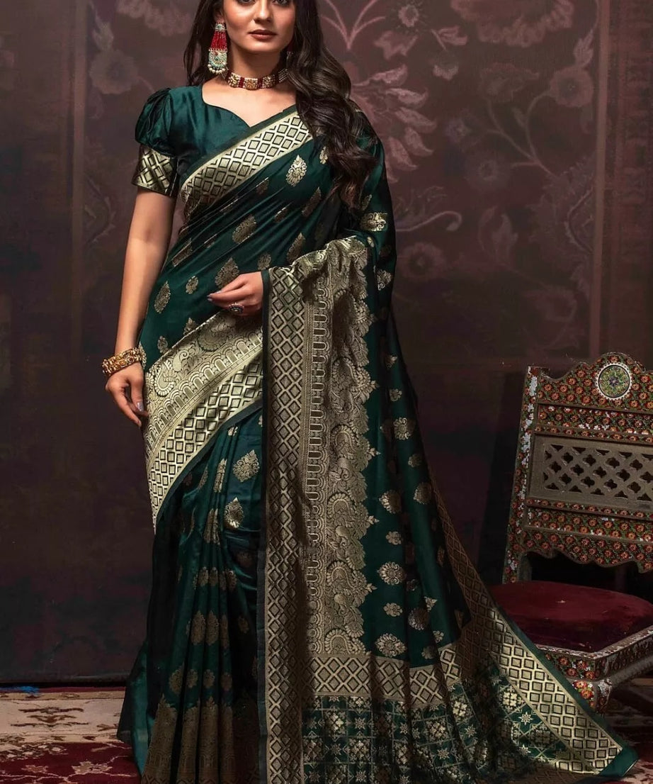 Banarasi Soft Silk Wedding Classic Designer Exclusive Sari & Blouse