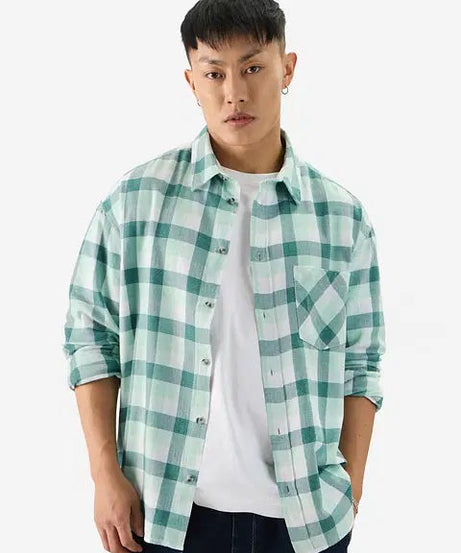 Plaid Minted Marble Men Relaxed Shirts