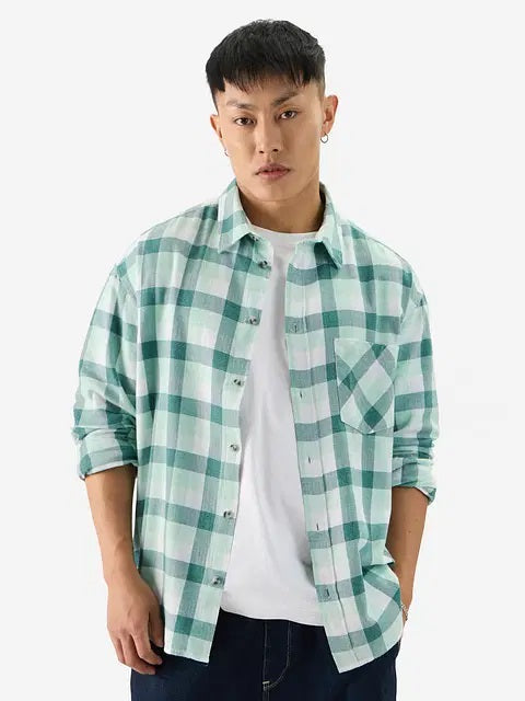 Plaid Minted Marble Men Relaxed Shirts