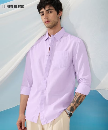 Cotton Linen Orchid Purple Cotton Linen Shirts