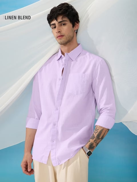 Cotton Linen Orchid Purple Cotton Linen Shirts