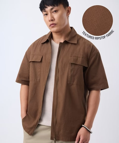 Zipper Shirt  Fawn Oversized Shirts