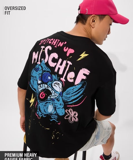 Lilo & Stitch Mischief Men Oversized T-Shirts