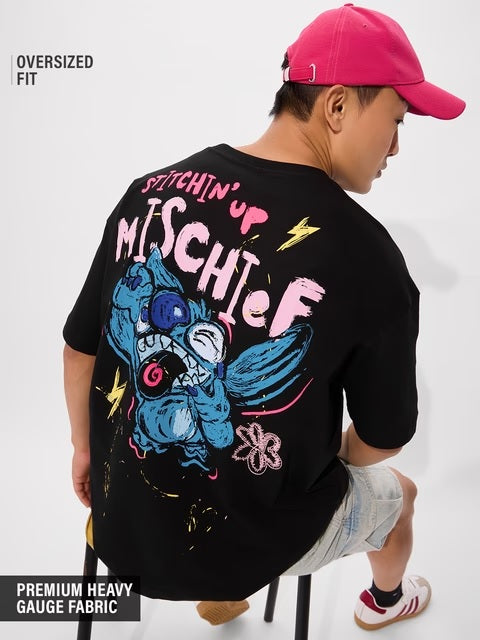 Lilo & Stitch Mischief Men Oversized T-Shirts