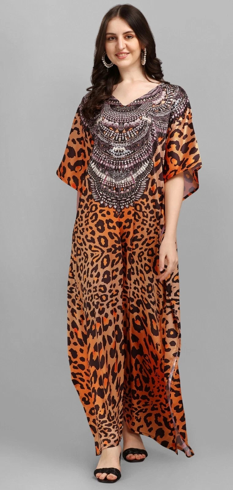 Kaftan Dress For Women Bathwing Sleeve Long Printed Maxi Dresses For Ladies