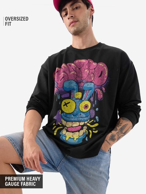 Trippy Blaze Oversized Full Sleeve T-Shirts