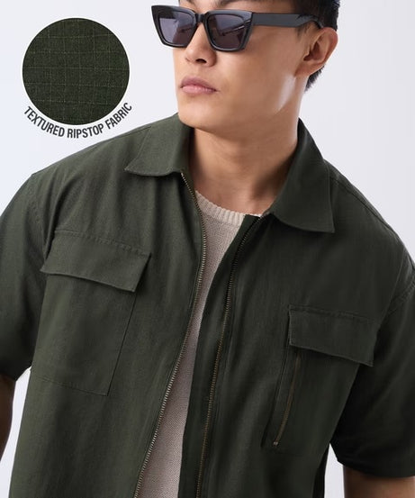 Zipper Shirt Desert Sage Oversized Shirts