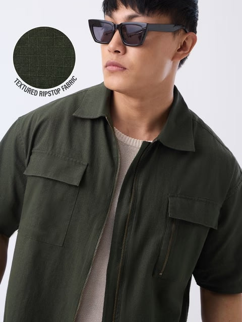 Zipper Shirt Desert Sage Oversized Shirts