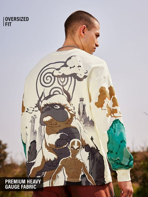 Avatar Aang And Appa Oversized Full Sleeve T-Shirts