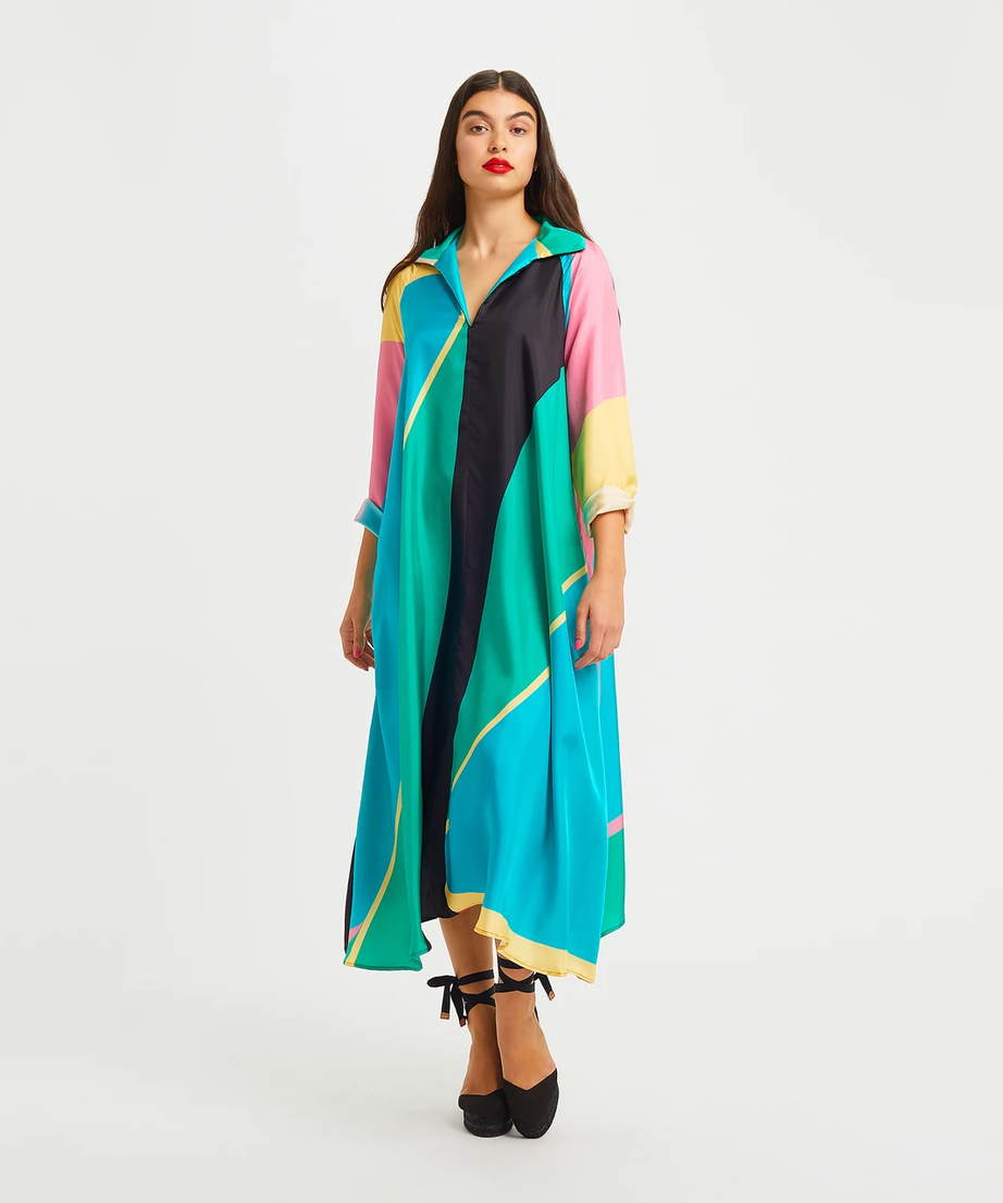 French Crepe Digital Printed Foe Women's Long Kaftan