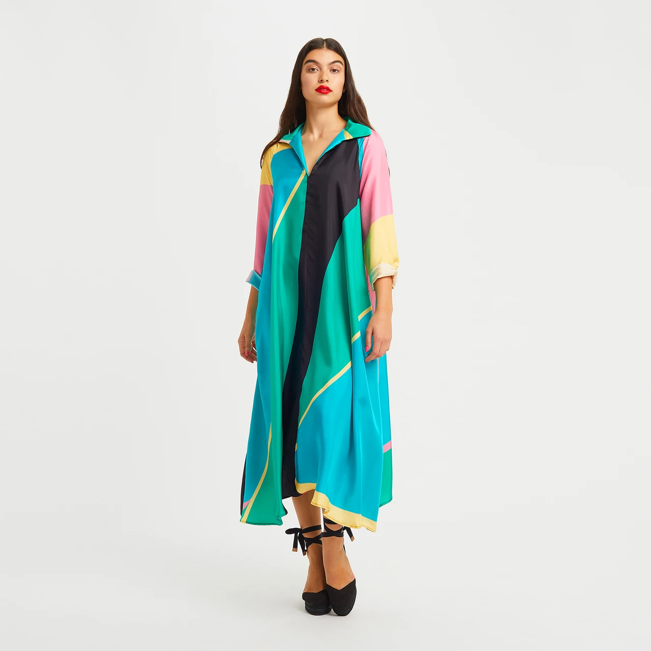 French Crepe Digital Printed Foe Women's Long Kaftan