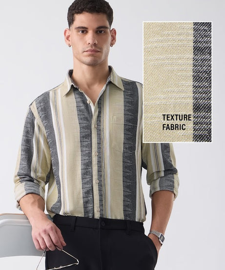Jacquard Sandstone Men Textured Shirts