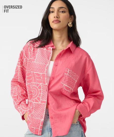 Textured Shirt  Desert Rose Women Boyfriend Shirts
