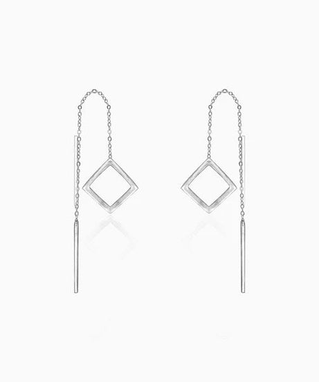 Oxidised Silver Square Danglers