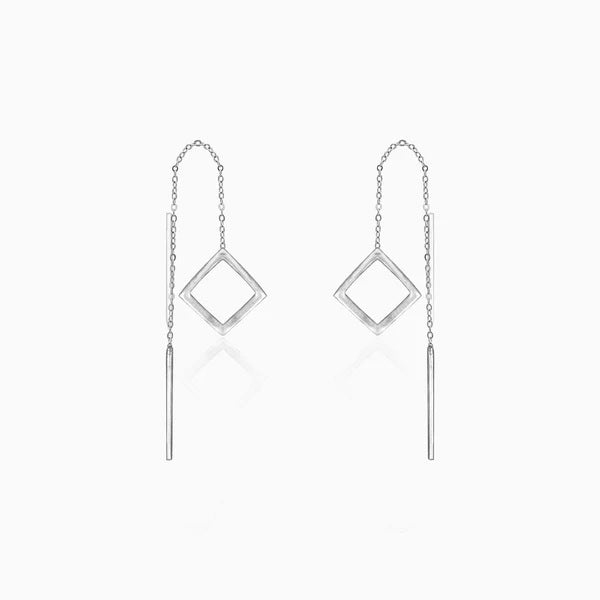 Oxidised Silver Square Danglers