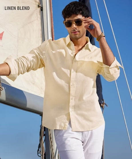 Cotton Linen Off-White Shirts