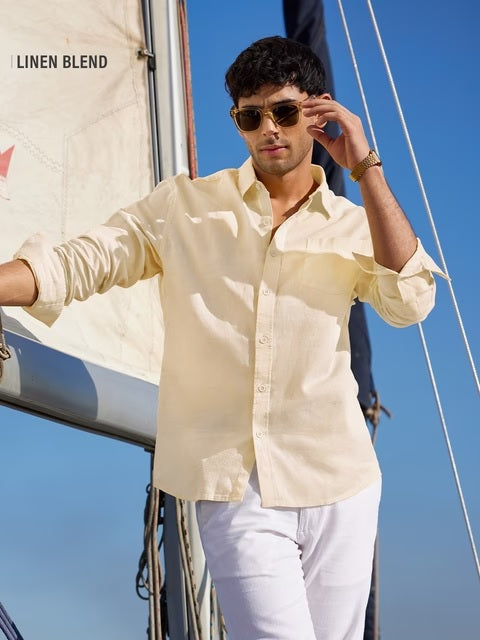 Cotton Linen Off-White Shirts