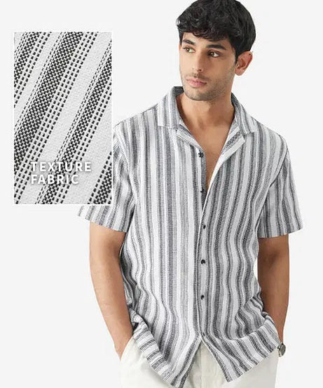Monochrome Stripes Men Textured Shirts