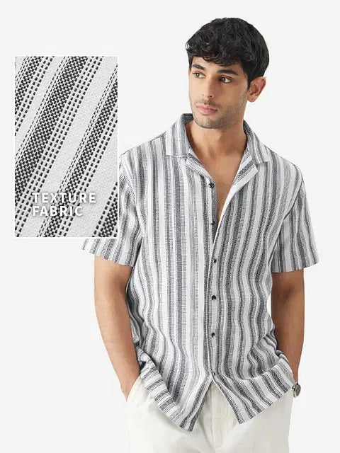 Monochrome Stripes Men Textured Shirts