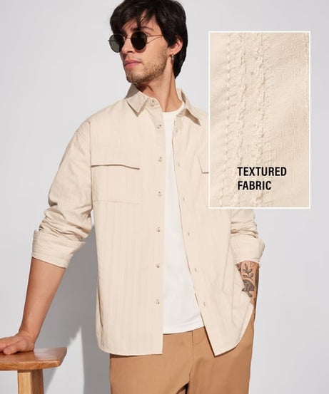 Solids Rich Cream Men Utility Shirts