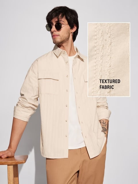 Solids Rich Cream Men Utility Shirts