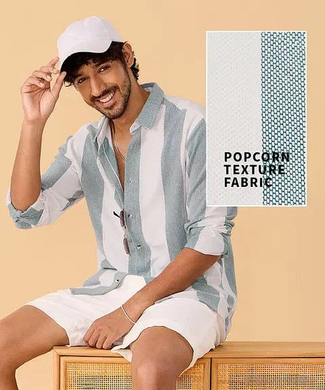 Textured Stripes Arctic White Men Shirts