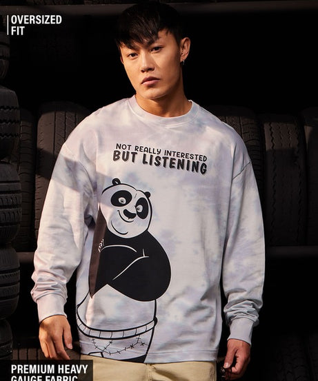 Kung Fu Panda Not Interested Oversized Full Sleeve T-Shirts