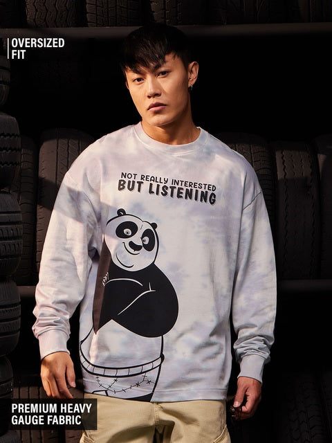 Kung Fu Panda Not Interested Oversized Full Sleeve T-Shirts