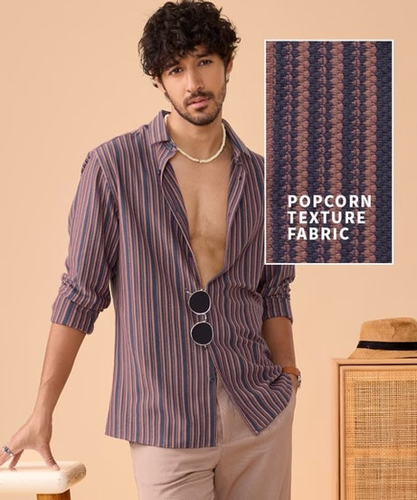 Stripes Red And Brown Knit Shirts