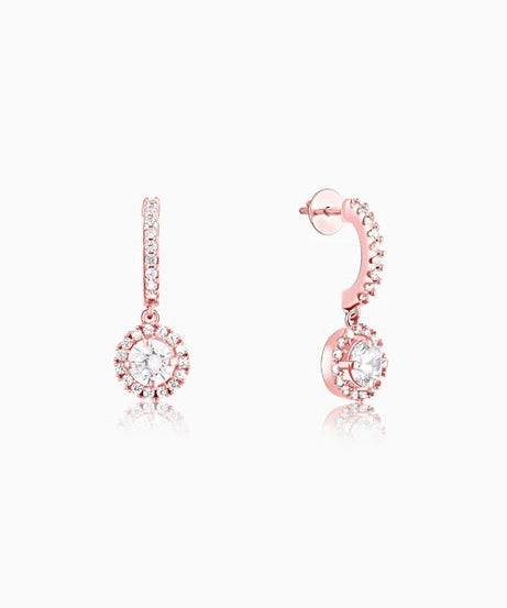 Rose Gold Zircon Drizzle Drop Earrings