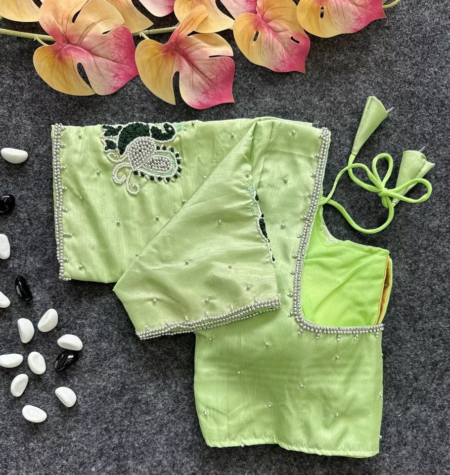 Lemon Silk Saree Blouse