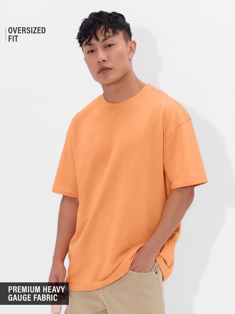 Solids: Light Orange Oversized T-Shirts