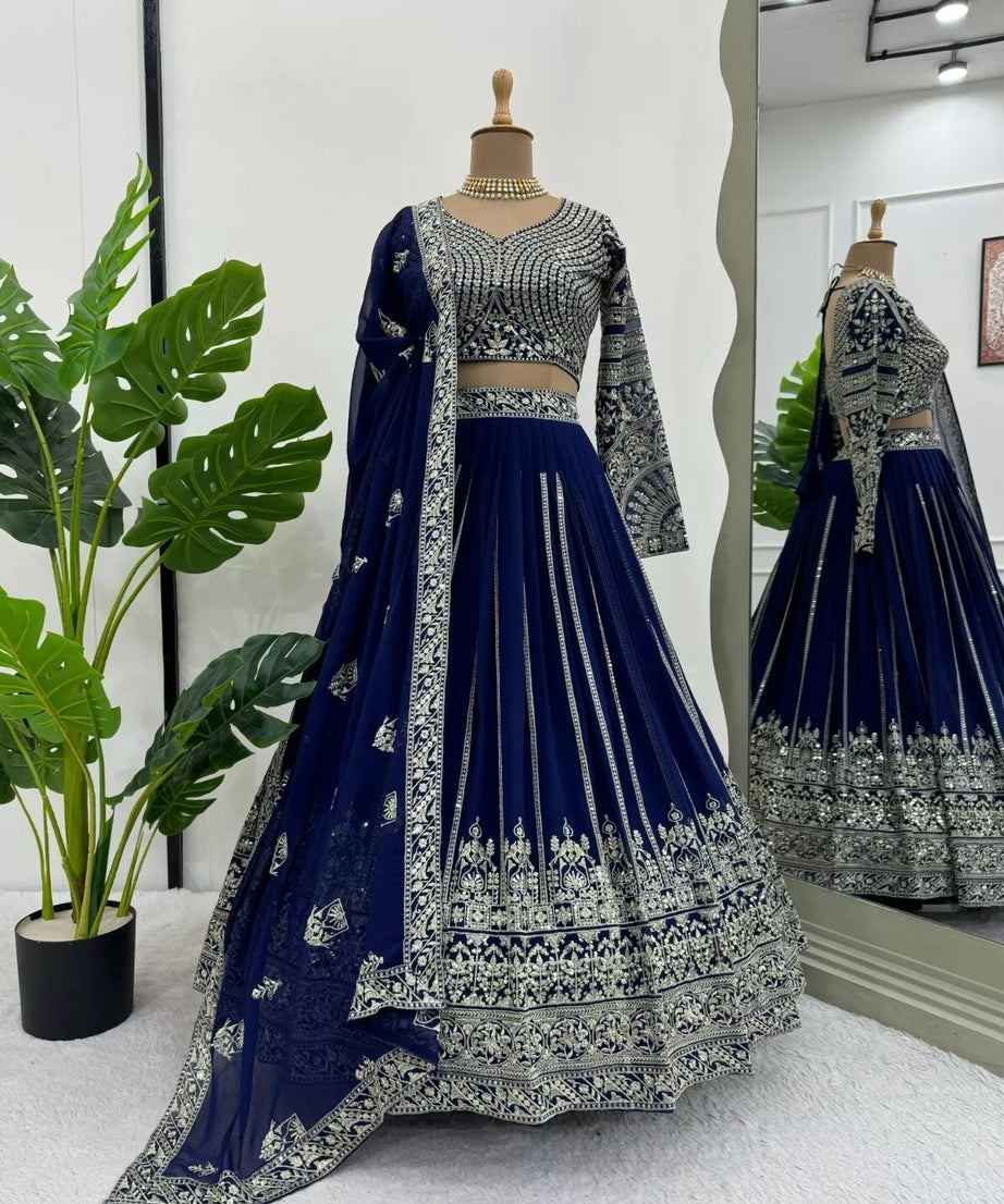 Designer Style Faux Georgette Lehenga Blouse & Dupatta