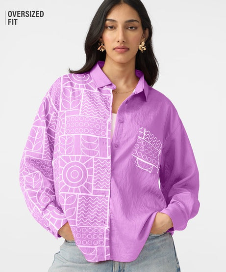 Textured Shirt Twilight Women Boyfriend Shirts