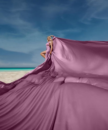 Long Flowy Infinity Dress Mauve Flying Dress For Photoshoot