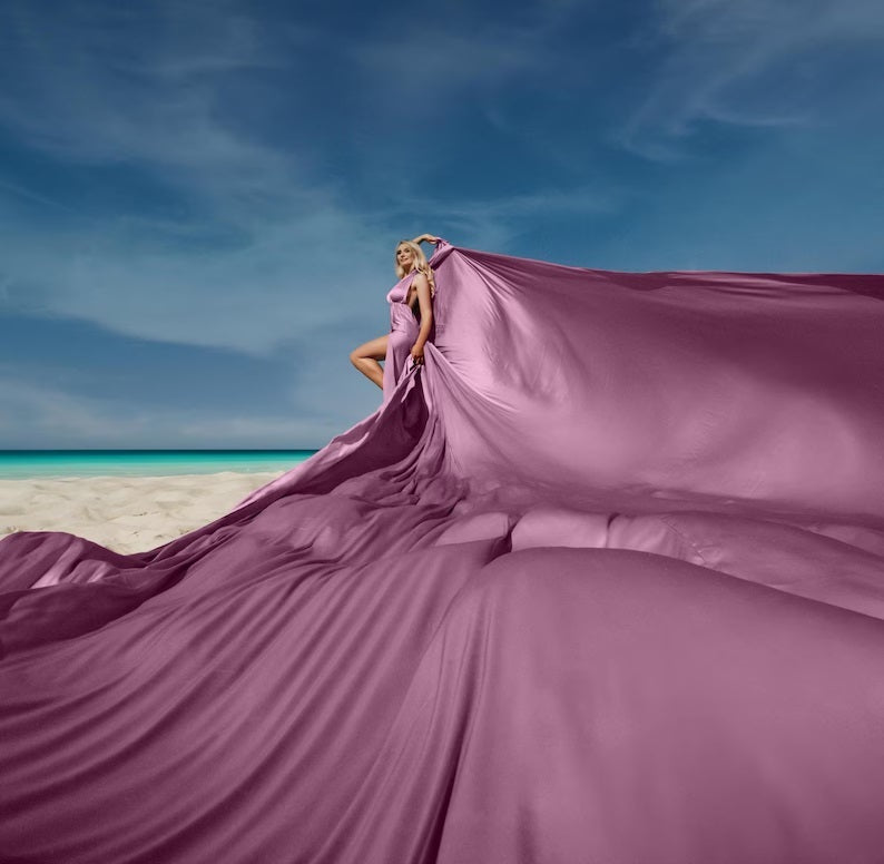 Long Flowy Infinity Dress Mauve Flying Dress For Photoshoot