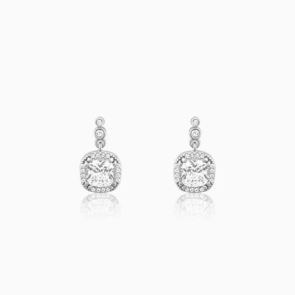 Silver Zircon Halo Earrings